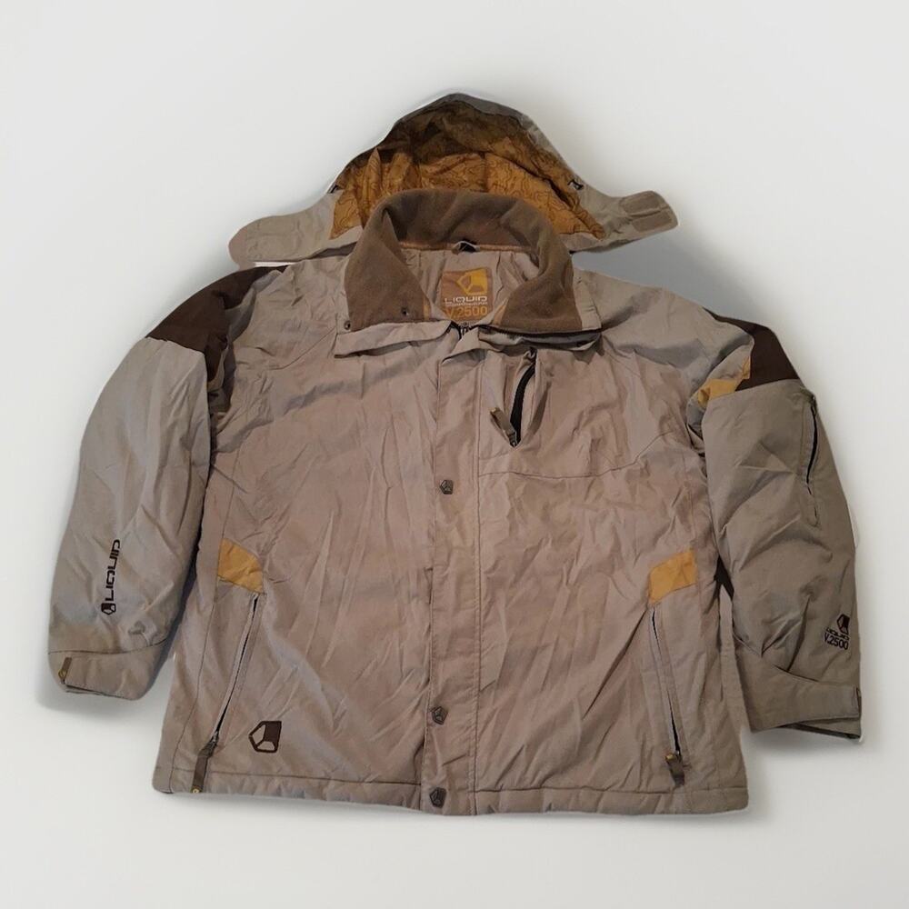 Vintage Liquid Freerider 2500 Hooded Snow Jacket Beige Gorpcore Y2K Men's SZ XL